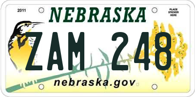 NE license plate ZAM248