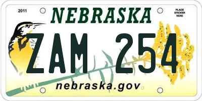 NE license plate ZAM254