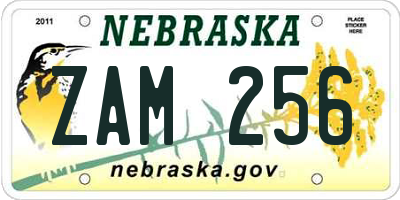 NE license plate ZAM256
