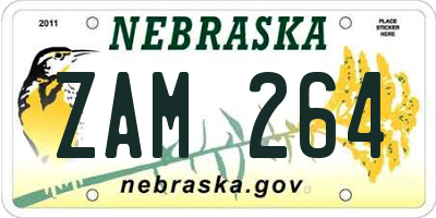 NE license plate ZAM264