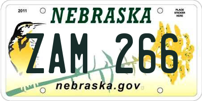 NE license plate ZAM266