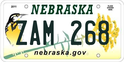 NE license plate ZAM268