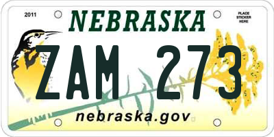 NE license plate ZAM273