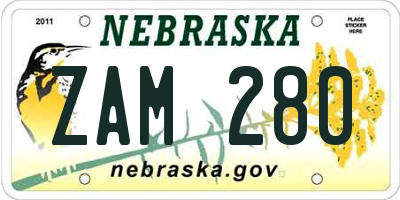 NE license plate ZAM280