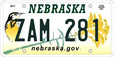 NE license plate ZAM281