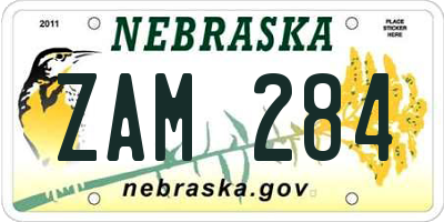 NE license plate ZAM284