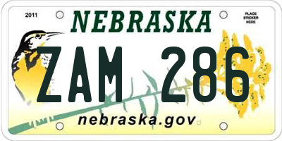 NE license plate ZAM286