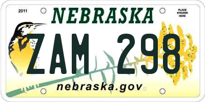 NE license plate ZAM298