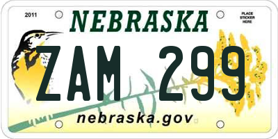 NE license plate ZAM299