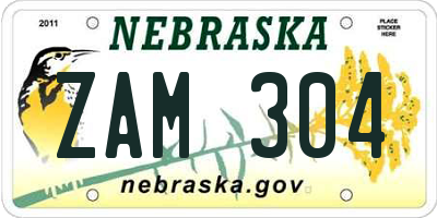 NE license plate ZAM304