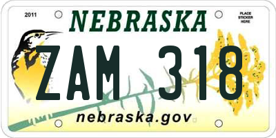 NE license plate ZAM318