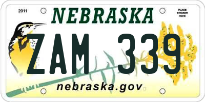 NE license plate ZAM339