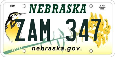 NE license plate ZAM347