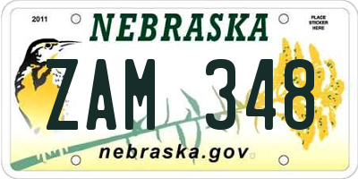 NE license plate ZAM348