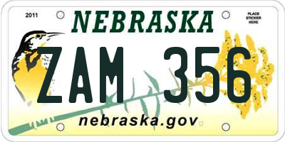 NE license plate ZAM356