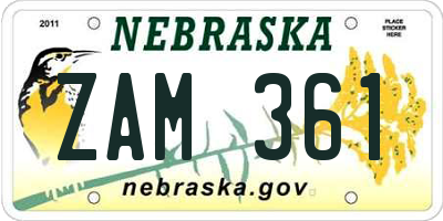 NE license plate ZAM361