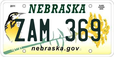 NE license plate ZAM369