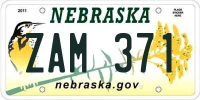 NE license plate ZAM371