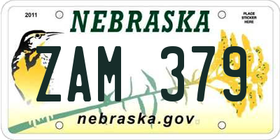 NE license plate ZAM379