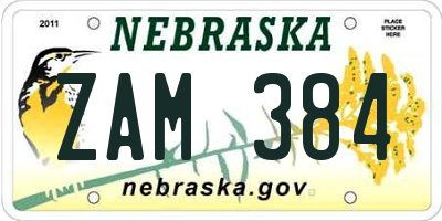NE license plate ZAM384