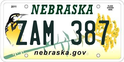 NE license plate ZAM387