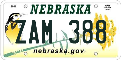 NE license plate ZAM388