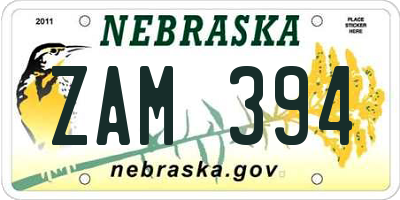 NE license plate ZAM394