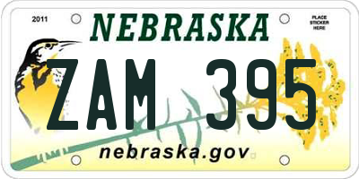 NE license plate ZAM395
