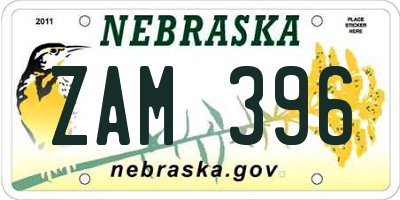 NE license plate ZAM396