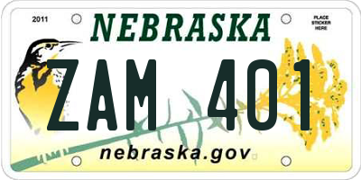 NE license plate ZAM401