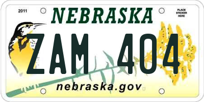 NE license plate ZAM404