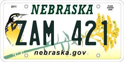 NE license plate ZAM421