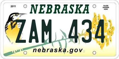 NE license plate ZAM434