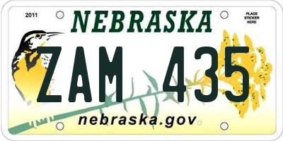 NE license plate ZAM435
