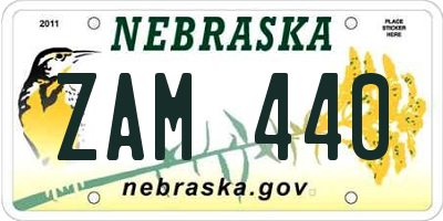 NE license plate ZAM440
