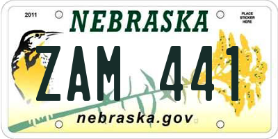 NE license plate ZAM441