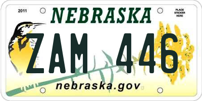 NE license plate ZAM446
