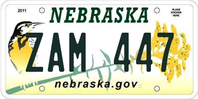 NE license plate ZAM447