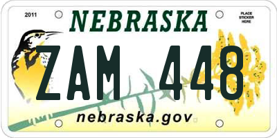 NE license plate ZAM448