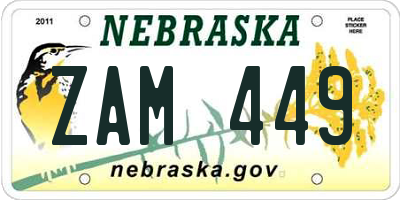 NE license plate ZAM449