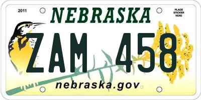 NE license plate ZAM458