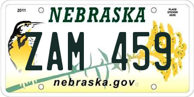 NE license plate ZAM459