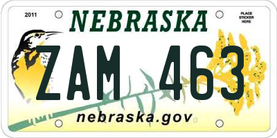 NE license plate ZAM463