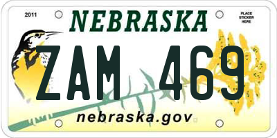 NE license plate ZAM469