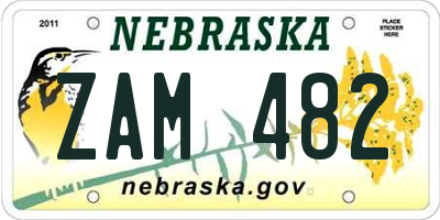 NE license plate ZAM482