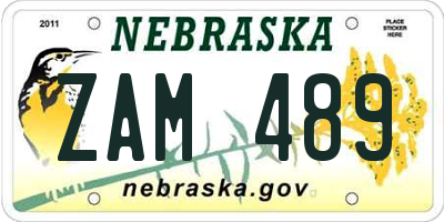 NE license plate ZAM489