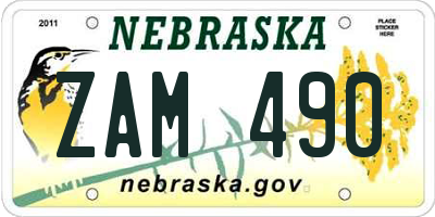 NE license plate ZAM490