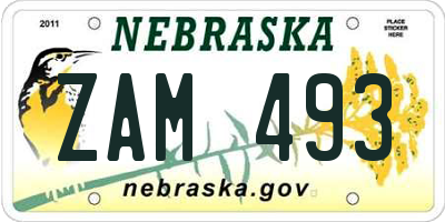 NE license plate ZAM493