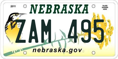 NE license plate ZAM495