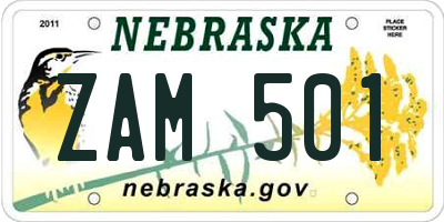 NE license plate ZAM501